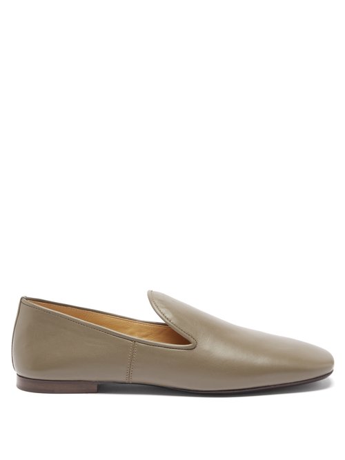 Lemaire - Square-toe Leather Loafers Grey