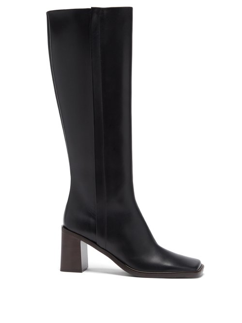 The Row - Patch Leather Knee-high Boots Black
