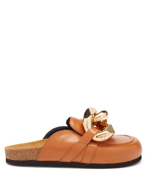 JW Anderson – Chain-embellished Leather Mules Tan