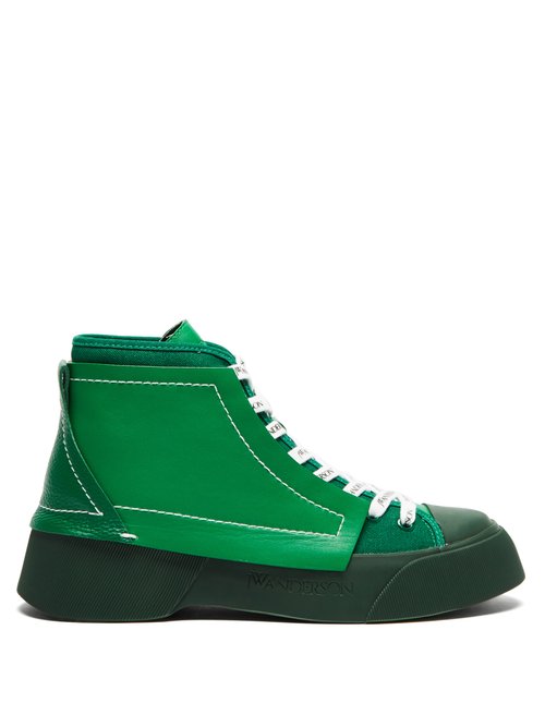 JW Anderson - High-top Leather Trainers Green