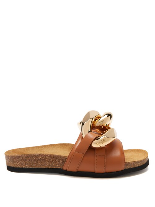 JW Anderson – Chain Leather Slides Tan
