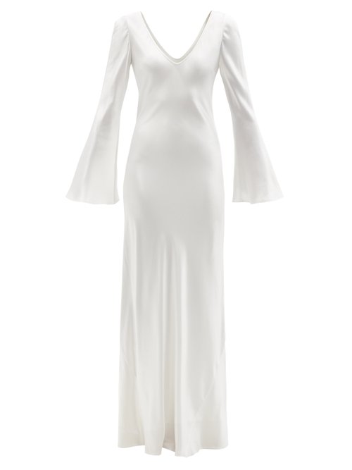 Galvan - Salvador Bias-cut Silk-satin Maxi Dress White
