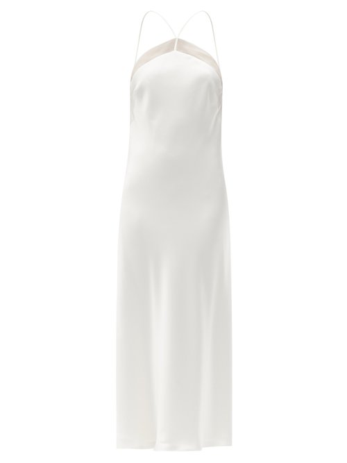 Galvan - Florence Halterneck Satin Dress White