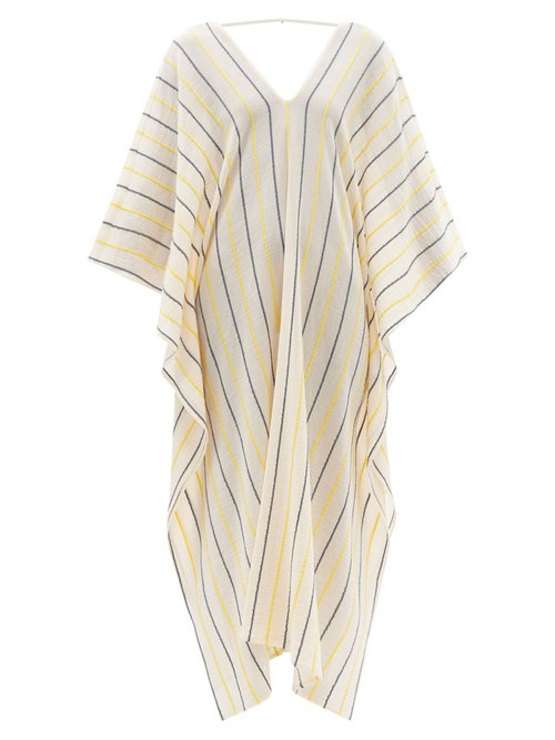 Zeus + Dione - Aiolos Striped Cotton-blend Kaftan Navy Stripe Beachwear