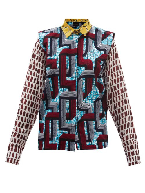 Lisa Folawiyo - The Maze Ankara-print Cotton Shirt Red Multi
