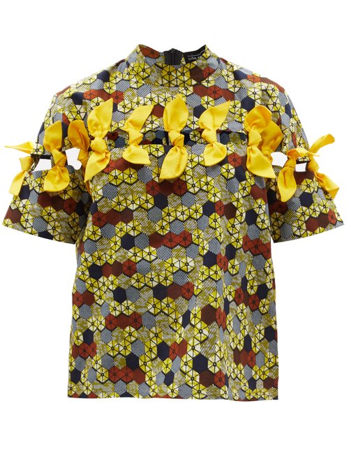 Lisa Folawiyo - Geo Ankara-print Cotton Top Yellow Multi