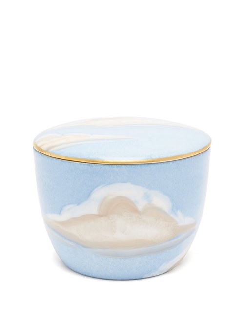 Jonathan Hansen X Marie Daã¢ge Hand-painted Triple-wick Scented Candle In Blue