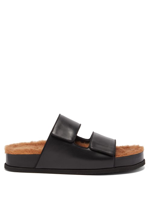Neous - Dombai Shearling-lined Leather Slides Black