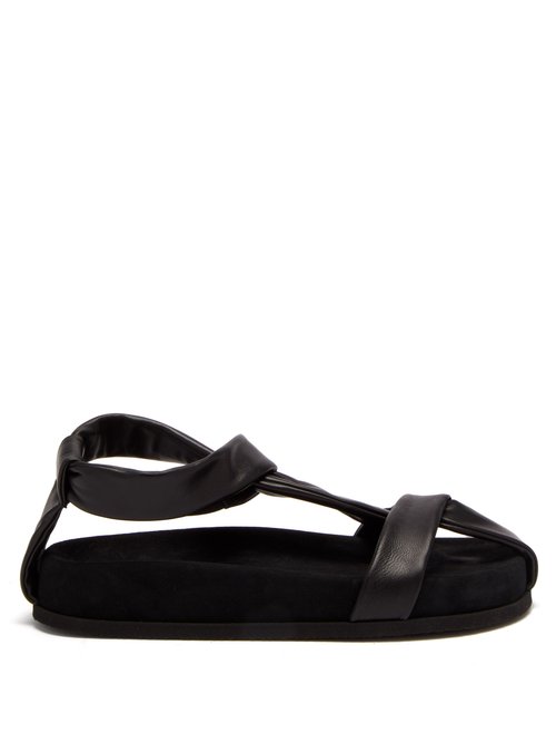 Neous – Proxima Leather Flat Sandals Black