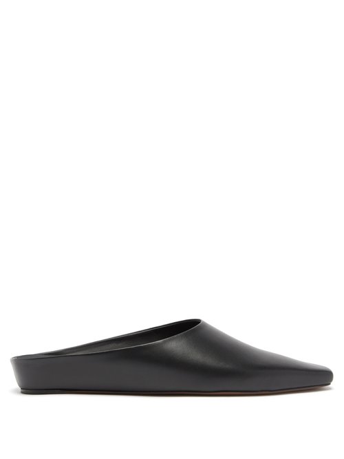 Neous - Alba Point-toe Leather Mules Black