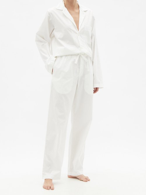 tekla - drawstring organic-cotton pyjama trousers womens white