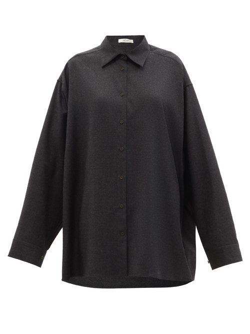 Buy The Row - Caroline Oversized Wool-flannel Shirt Grey online - shop best The Row 