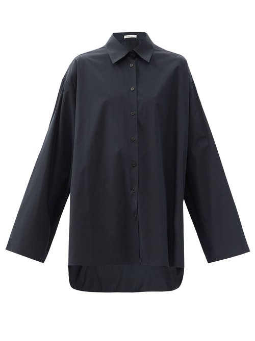 The Row - Elden Oversized Cotton-poplin Shirt Black