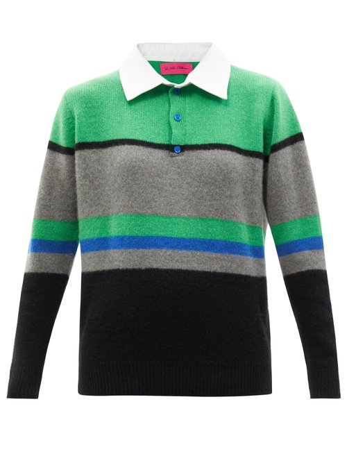 The Elder Statesman - Kirkwood Striped Cashmere Rugby Shirt Green Multi