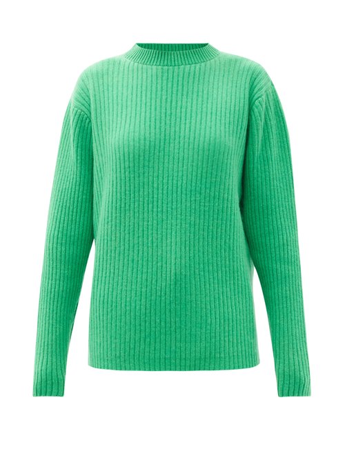 The Elder Statesman - Dropped-shoulder Ribbed Cashmere Sweater Green