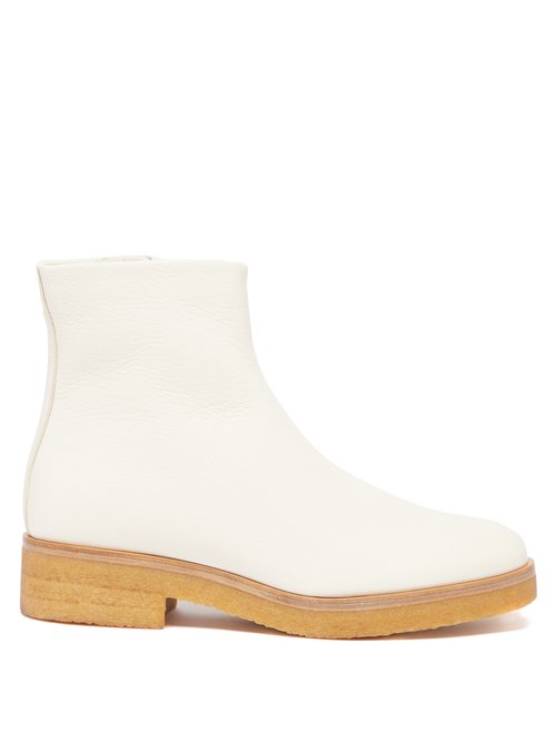 The Row – Boris Leather Ankle Boots White