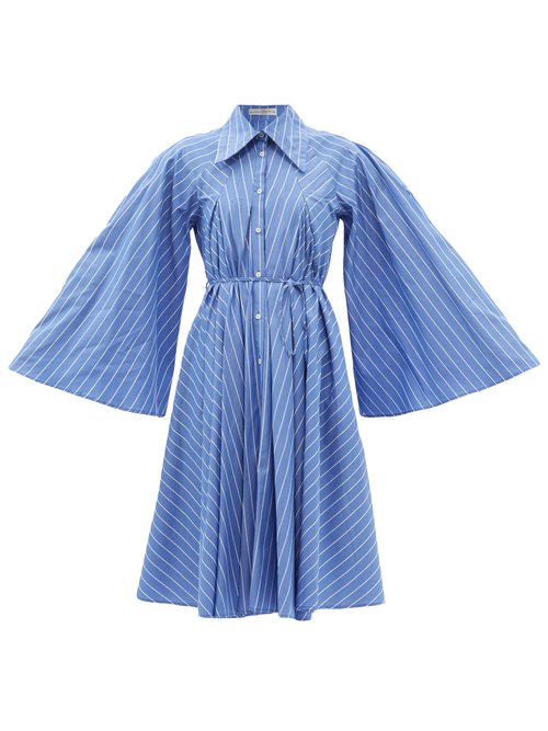 Buy Palmer//harding - Generous Affection Cotton-poplin Shirt Dress Blue Stripe online - shop best Palmer/harding clothing sales