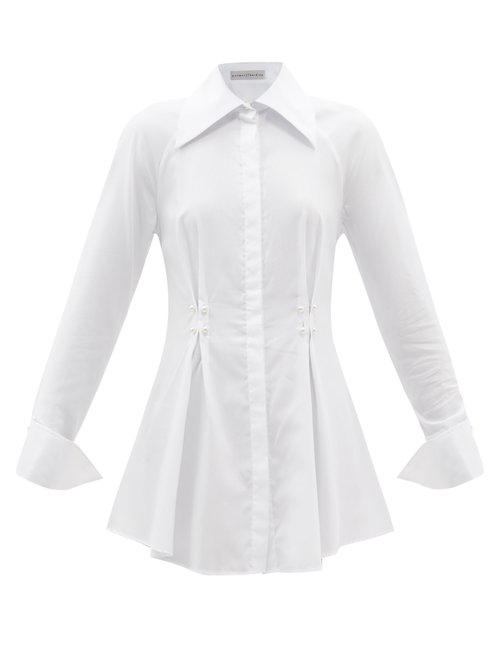 Palmer//harding - Tenderness Pleated Cotton-blend Twill Shirt White