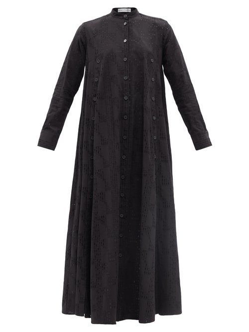 Palmer//harding - Love Exposed Broderie-anglaise Cotton Maxi Dress Black