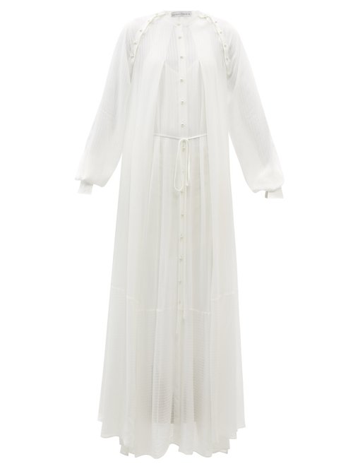 Palmer//harding - Tenderness Detachable-sleeve Maxi Dress Ivory Multi