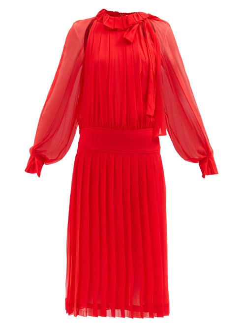 Victoria Beckham – Low-waist Silk-georgette Dress Red