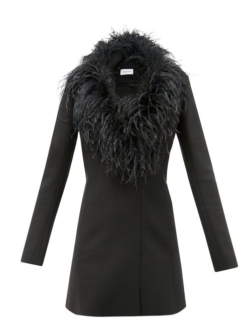16arlington - Feather-trimmed Crepe Mini Dress Black