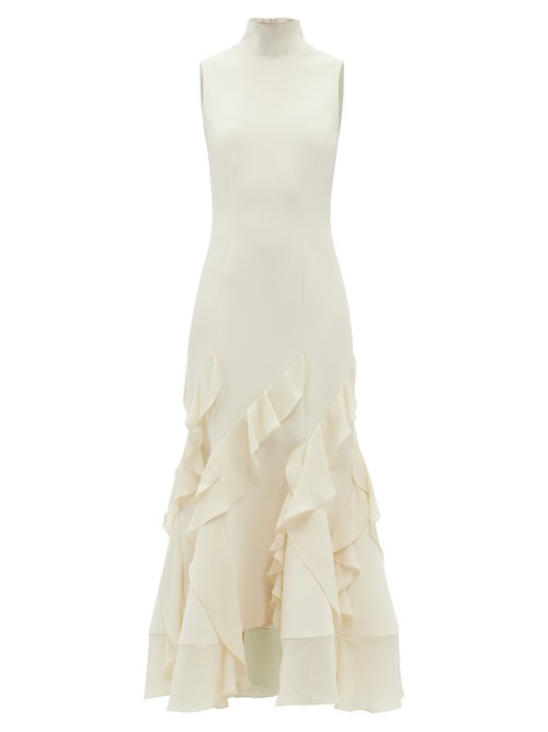 16arlington - Lanao Ruffled Crepe Maxi Dress Ivory
