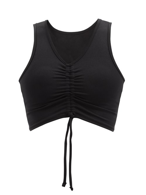 Live The Process - Reverie Drawstring Stretch-jersey Cropped Top Black