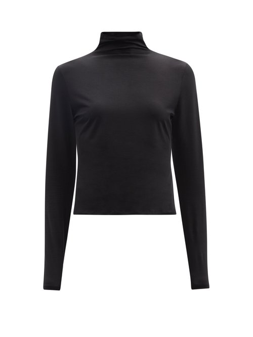Lemaire - High-neck Cotton-blend Jersey Long-sleeved Top Black