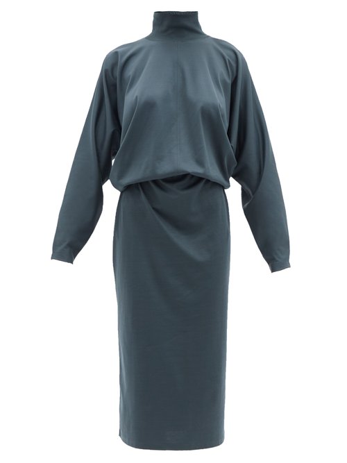 Lemaire - Batwing-sleeve Mercerised-cotton Jersey Dress Dark Grey