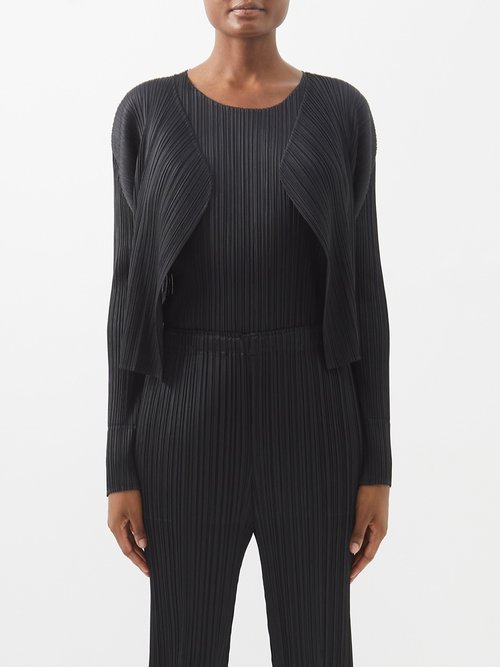 Pleats Please Issey Miyake - Dropped-shoulder Technical-pleated Cardigan Light Grey