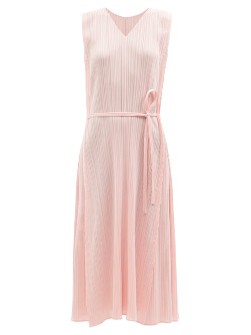 Pleats Please Issey Miyake - Technical-pleated A-line Dress Light Pink