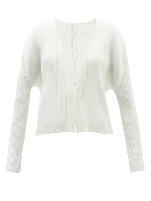 Pleats Please Issey Miyake - Cropped Technical-pleated Cardigan White