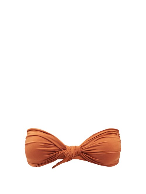 Sara Cristina - Marina Knotted-front Bandeau Bikini Top Orange Beachwear