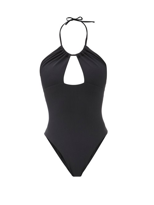 sara cristina - playa halterneck cutout swimsuit womens black