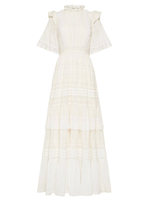 Ale mais - Penny Pintucked Cotton-voile Dress Ivory