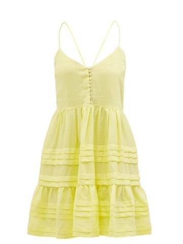 Ale mais - Fluer Tiered Ramie Mini Dress Yellow