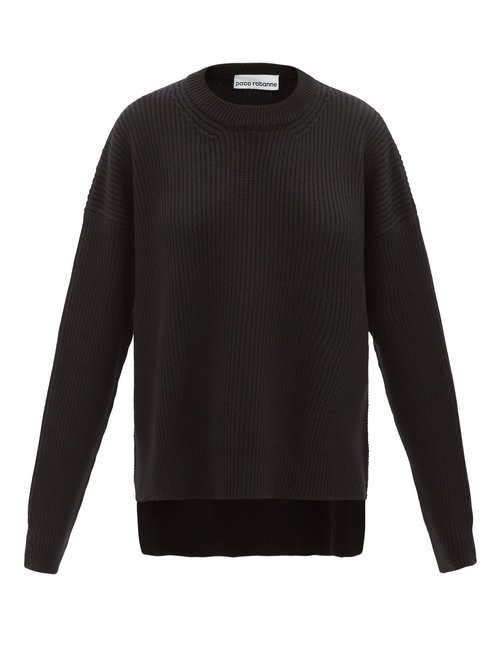 Paco Rabanne - Oversized Side-zip Wool Sweater Black