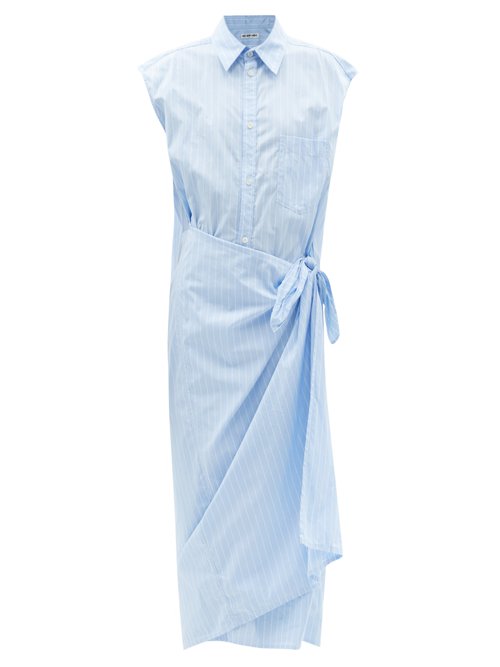 Balenciaga - Striped Cotton-poplin Shirt Dress Blue Stripe