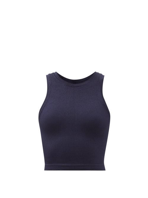 Prism² - Luminous Ribbed Stretch-jersey Tank Top Navy
