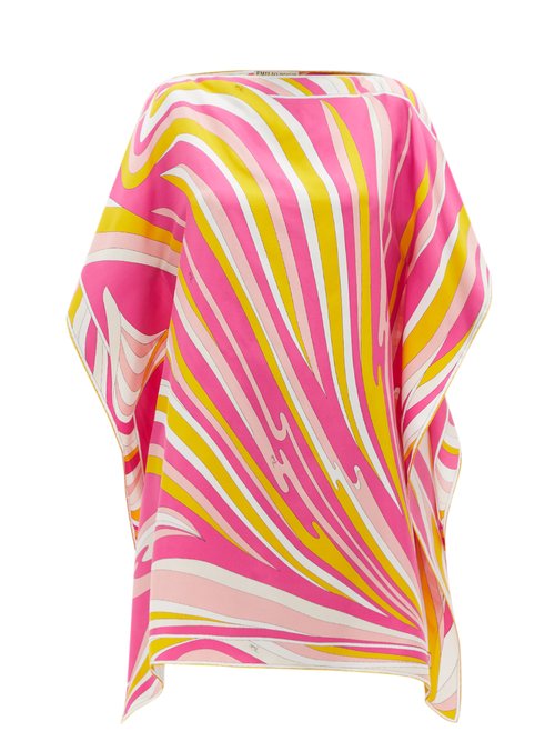 Emilio Pucci - Vortici-print Silk-satin Mini Dress Pink Print Beachwear