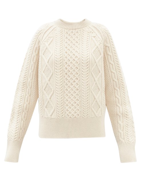 Toogood - The Fisherman Aran-knit Lambswool Sweater Cream