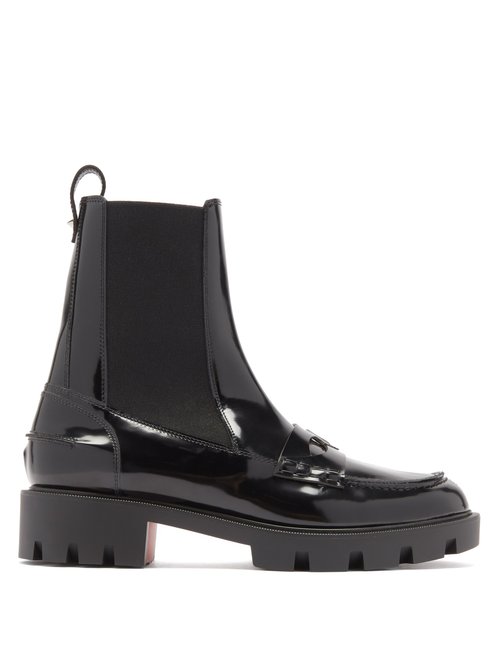 Christian Louboutin - Montezu Patent-leather Chelsea Boots Black