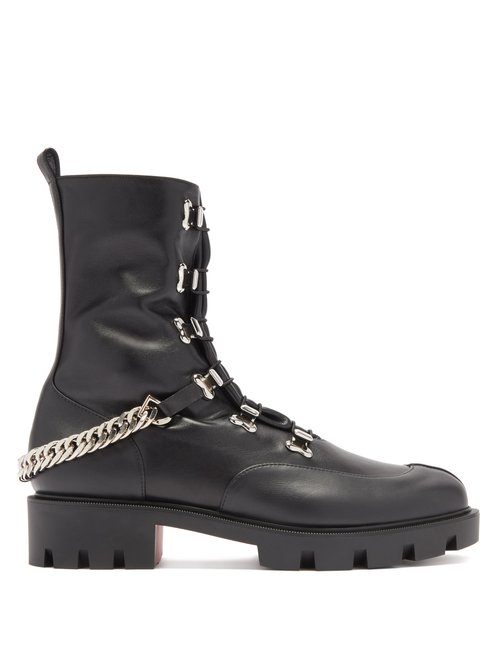 Christian Louboutin Horse Guarda Chain-strap Leather Ankle Boots