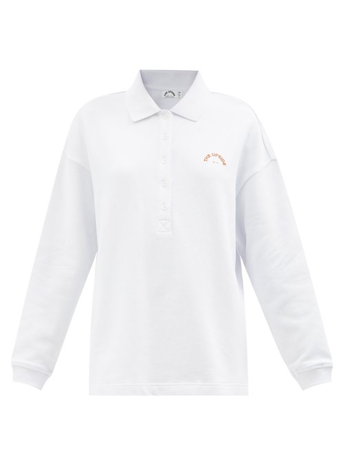 The Upside - Logo-embroidered Cotton Long-sleeve Polo Shirt White