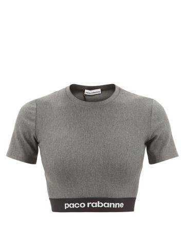 Paco Rabanne - Logo-jacquard Jersey Cropped T-shirt Grey