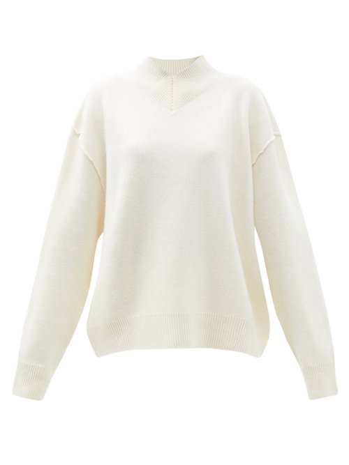 Raey - Responsible-wool Displaced-sleeve V-neck Sweater Ivory