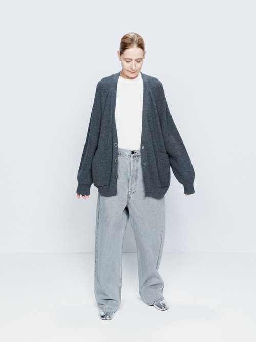 Raey - Recycled Wool-blend Pocket Front Cardigan Charcoal