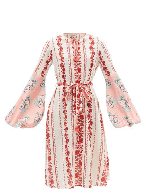 D'Ascoli - Zora Floral-print Cotton-khadi Midi Dress Red Beachwear