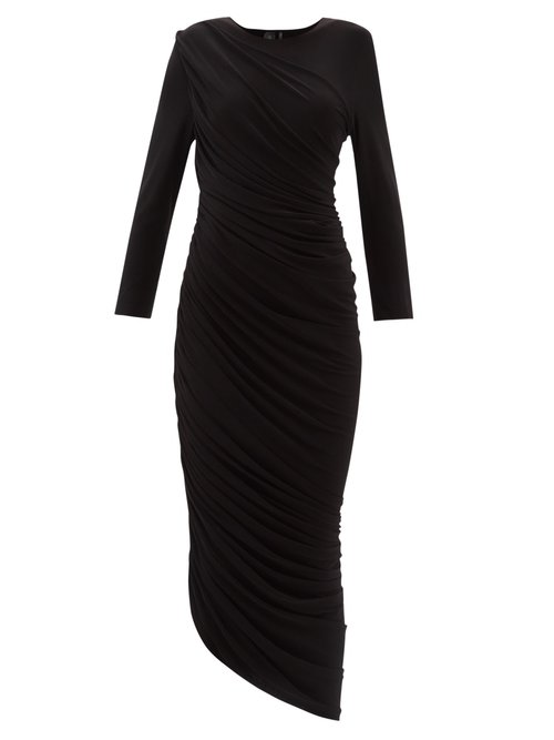 Norma Kamali - Diana Asymmetric Jersey Midi Dress Black